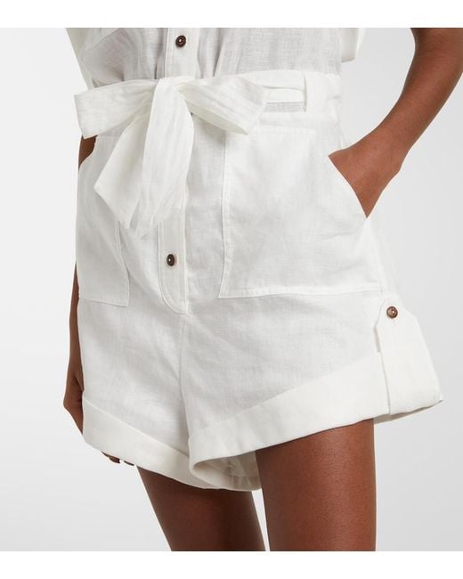 Zimmermann White Linen Playsuit