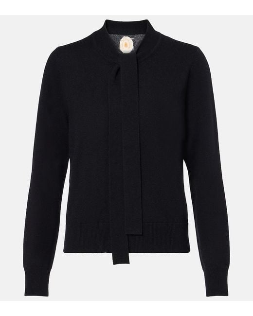 Jardin Des Orangers Blue Tie-Neck Wool And Cashmere Sweater