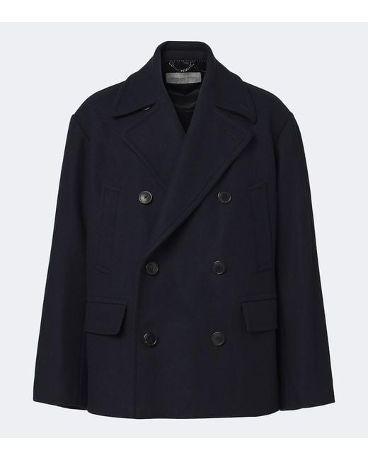 Dries Van Noten Blue Double-Breasted Wool-Blend Jacket for men