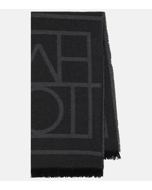 Totême  Black Monogram Wool And Cashmere Scarf