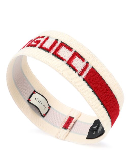 Gucci White Striped Headband