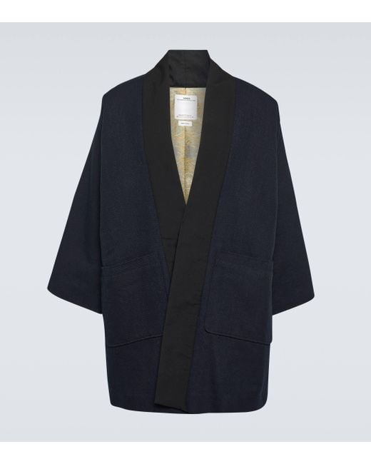 Visvim Blue Kiyari Wool And Linen Coat for men