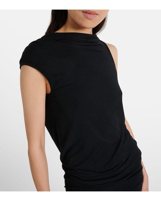 Rick Owens Black Eva Draped Jersey Maxi Dress