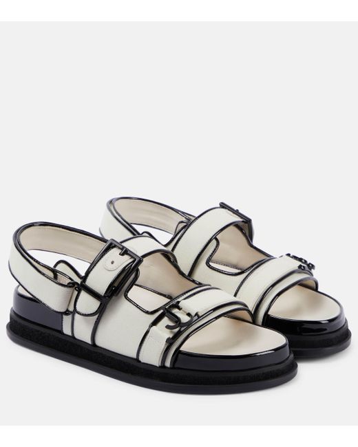 Jimmy Choo Brown Elyn Leather-trimmed Canvas Sandals