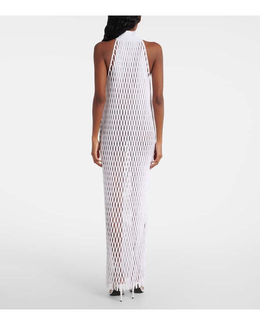 Alaïa White Maxikleid Aus Makramee