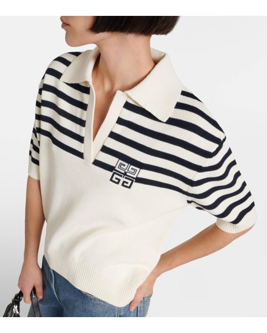 Givenchy White 4g Striped Polo Sweater