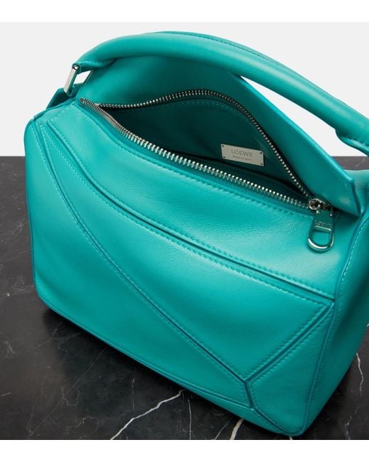 Loewe Blue Featherlight Puzzle Small Leather Top-Handle Bag