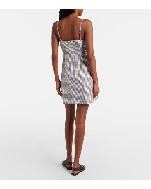 Veronica Beard Gray Gingham Cotton-Blend Seersucker Minidress