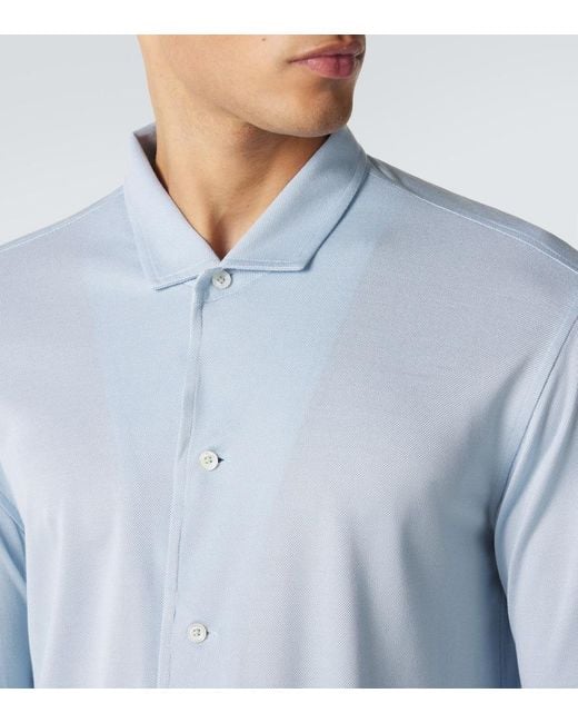 Umit Benan Blue Franco Silk Shirt for men