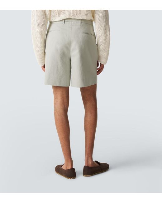 Shorts De Algodon Y Lino Con Cinturon STÒFFA de hombre de color Gray