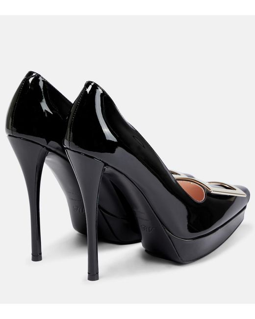 Roger Vivier Black Belle Vivier Patent Leather Platform Pumps