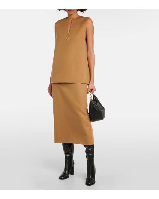 Valentino Natural Wool And Cashmere Midi Skirt