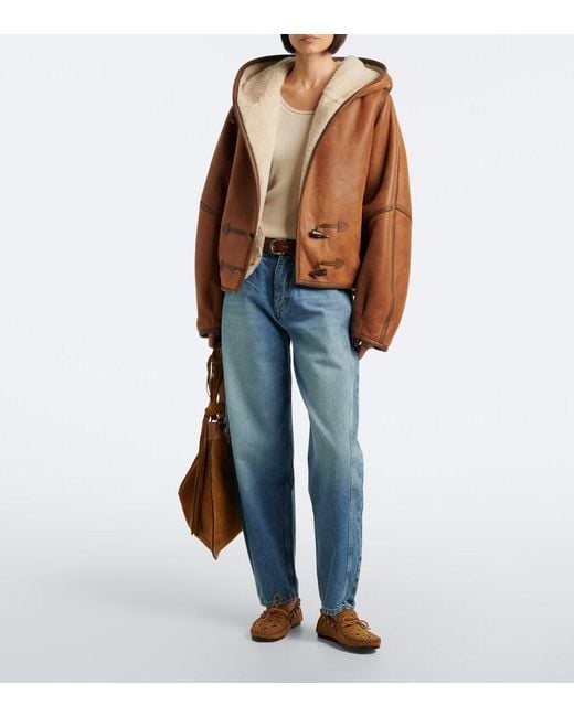 Isabel Marant Brown Amiel Hooded Leather Jacket