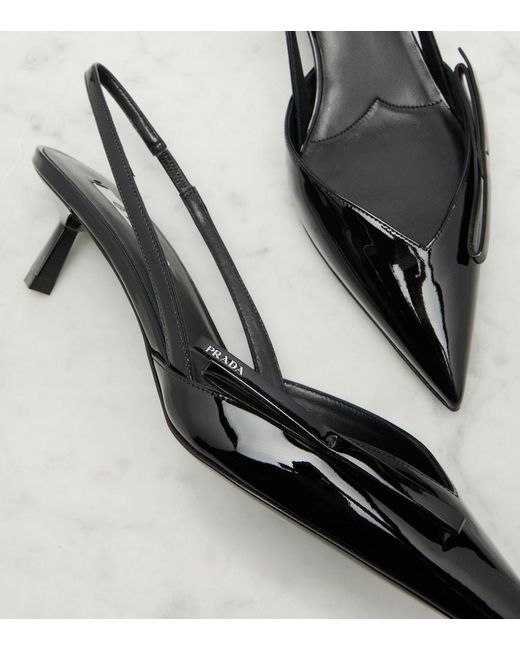 Prada Black Slingback-Pumps Aus Lackleder