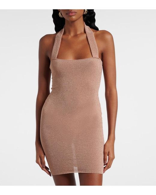 AYA MUSE White Draped Lame Minidress