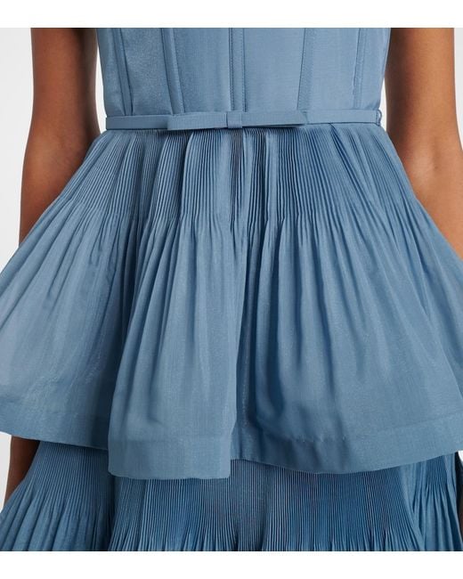 Zimmermann Blue 'pleated Tiered Midi' Dress