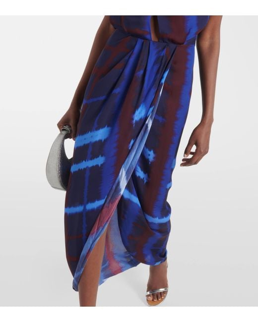 Johanna Ortiz Blue Cutout Silk Maxi Dress