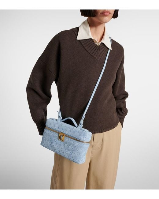 Bottega Veneta Blue Schultertasche Bang Bang Aus Veloursleder
