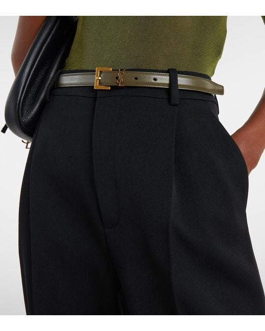 Saint Laurent Green Cassandre Leather Belt
