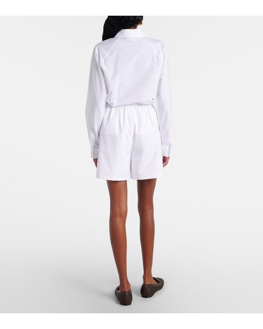 Max Mara White Antiope High-Rise Cotton Shorts