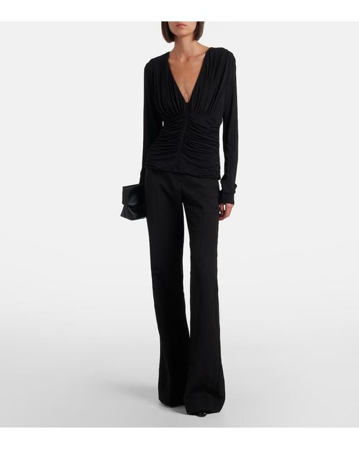 Sportmax Blue Ruched Crepe Top