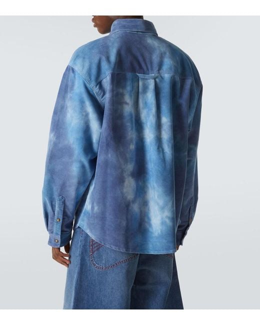 ERL Blue Cotton Corduroy Shirt for men