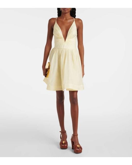 Zimmermann Natural Minikleid Illuminate Aus Leinen Und Seide