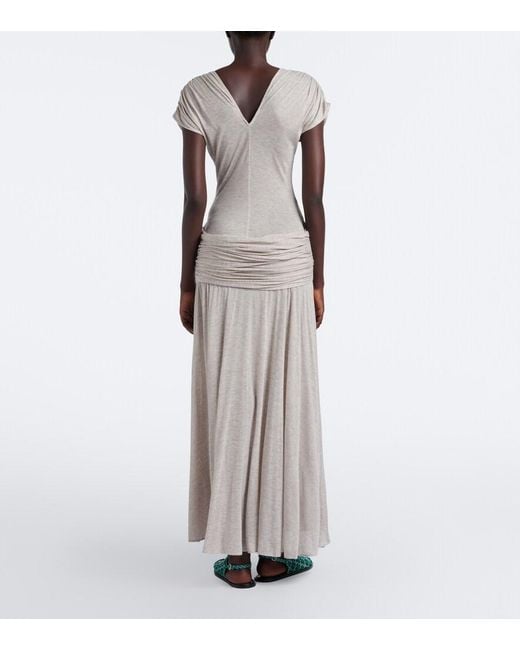 J.W. Anderson White Draped Jersey Maxi Dress