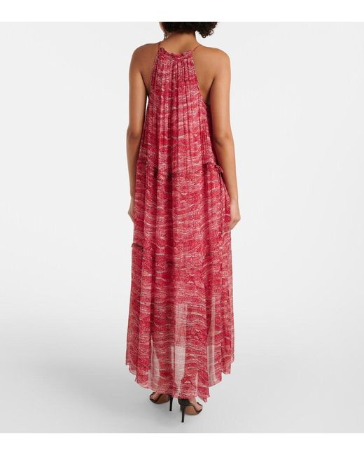 Isabel Marant Red Alita Chiffon Midi Dress