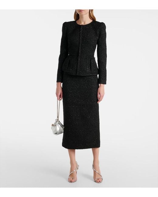 Roland Mouret Black Boucle Pencil Skirt