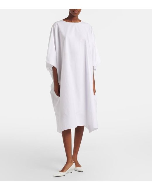 The Row White Julen Cotton Poplin Midi Dress