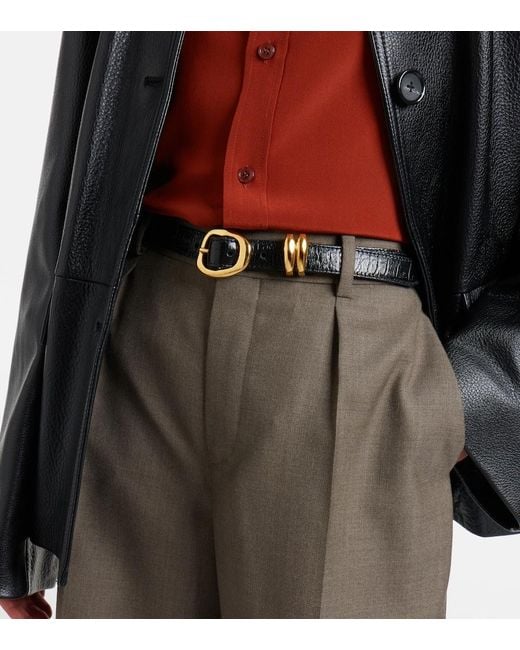 Amanu Black Tugela Croc-Effect Leather Belt