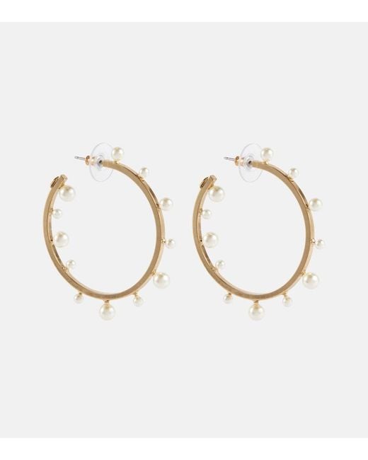 Jennifer Behr Metallic Odetta Faux Pearl Hoop Earrings