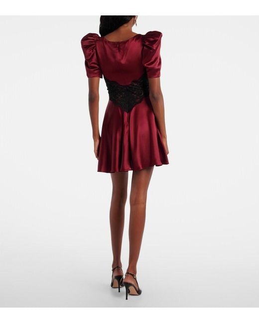 Rodarte Red Lace-Trimmed Silk Cocktail Dress