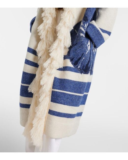 Dorothee Schumacher Blue Poppy Garden Fringed Jacquard Coat