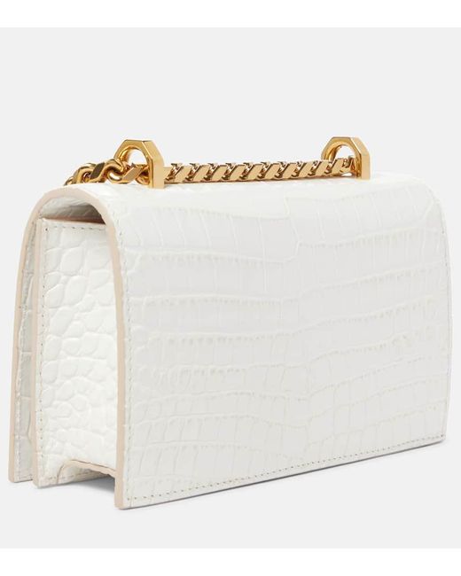 Bolso Cruzado Jewelled Satchel Mini De Piel Alexander McQueen de color White