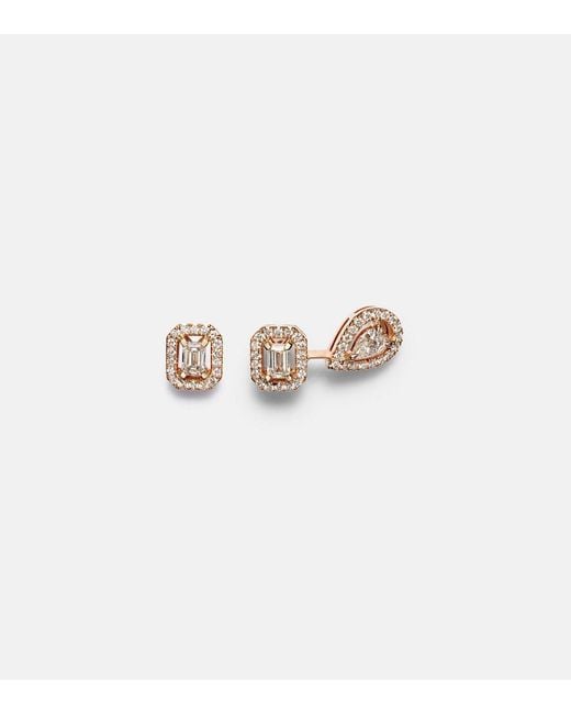 Messika White My Twin 1+2 18Kt Rose Earrings With Diamonds