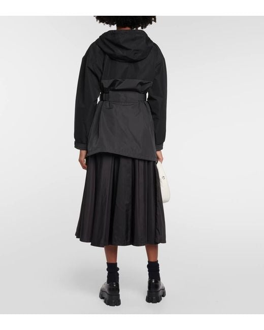 Impermeable Con Capucha Y Cinturon Prada de color Black