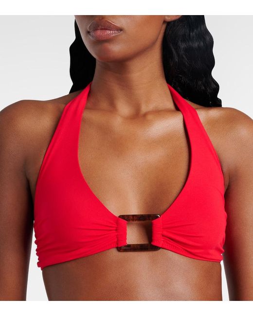 Melissa Odabash Red Verziertes Bikini-Oberteil Paris