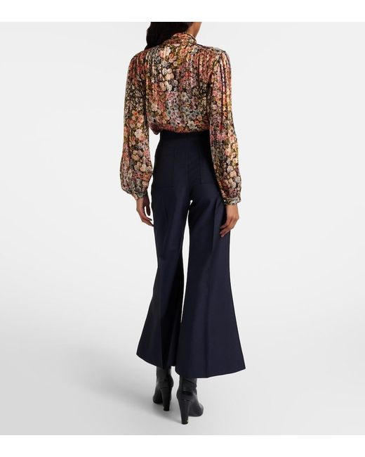 Valentino Blue Wool And Mohair Flared Pants