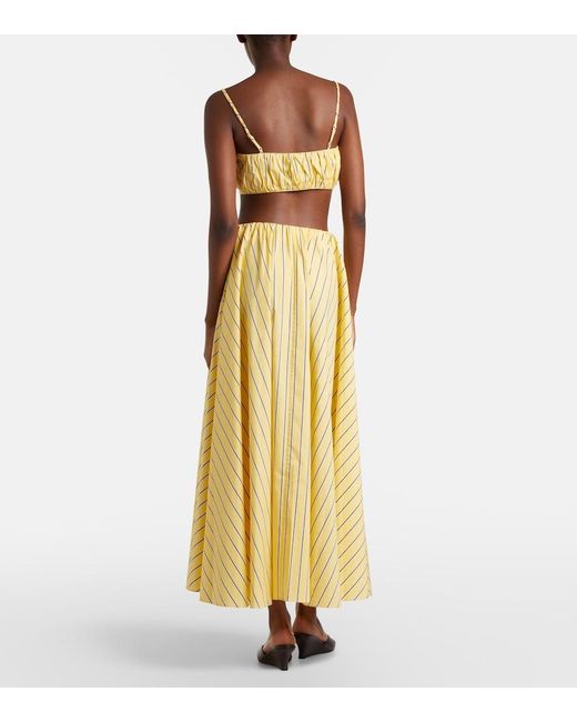 Staud Yellow Milano Striped Cotton Maxi Skirt