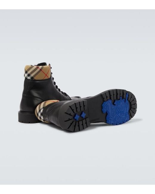 Burberry Black Rogue Leather Combat Boots for men