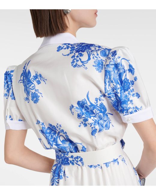 Rodarte Blue Floral Silk Midi Dress
