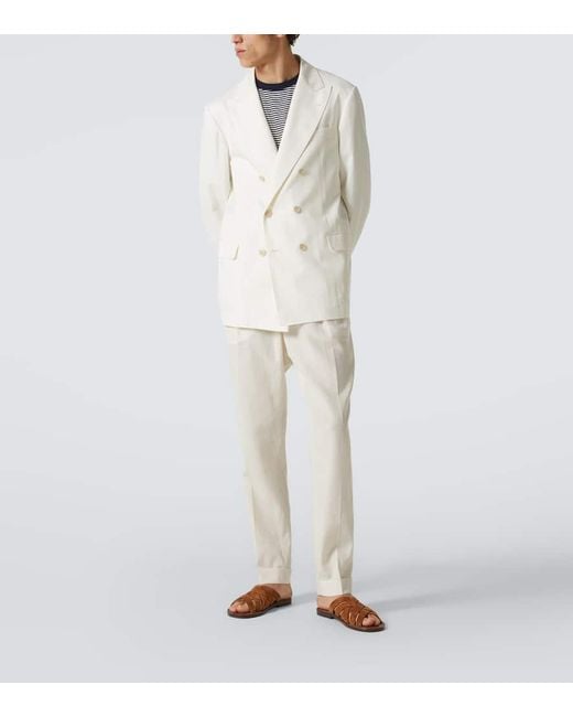 Brunello Cucinelli White Wool And Cotton Suit Jacket for men