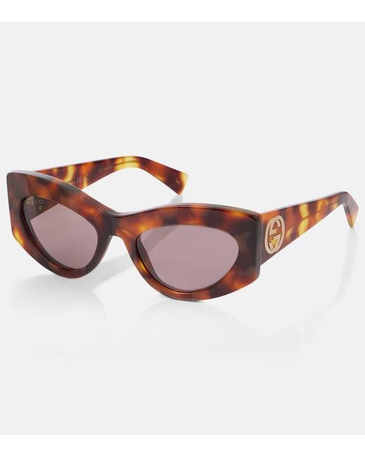 Gucci Brown Interlocking G Cat-Eye Sunglasses