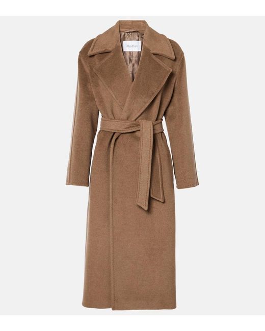 Max Mara Brown Fragore Wool And Cashmere-blend Wrap Coat