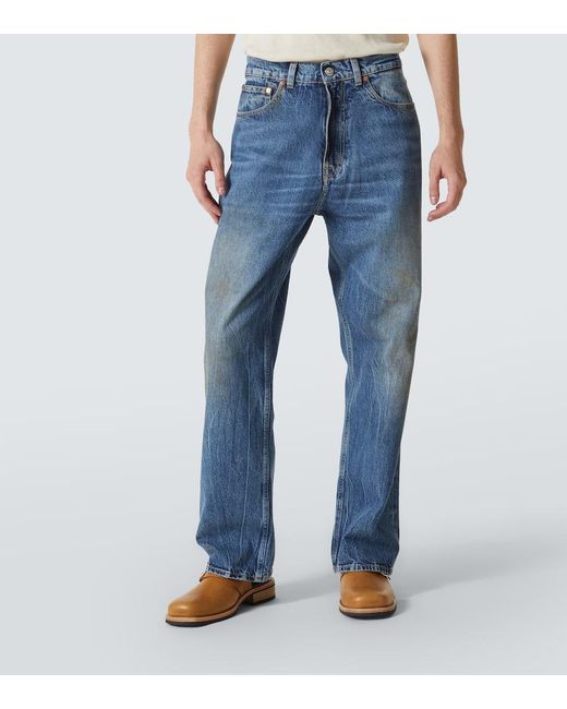 Our Legacy Blue Third Cut Distressed Wide-Leg Jeans for men