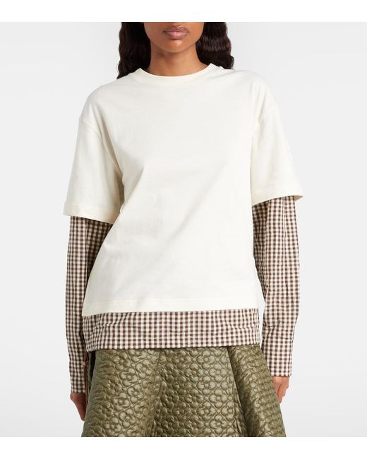 Moncler White Checked Cotton Jersey T-Shirt