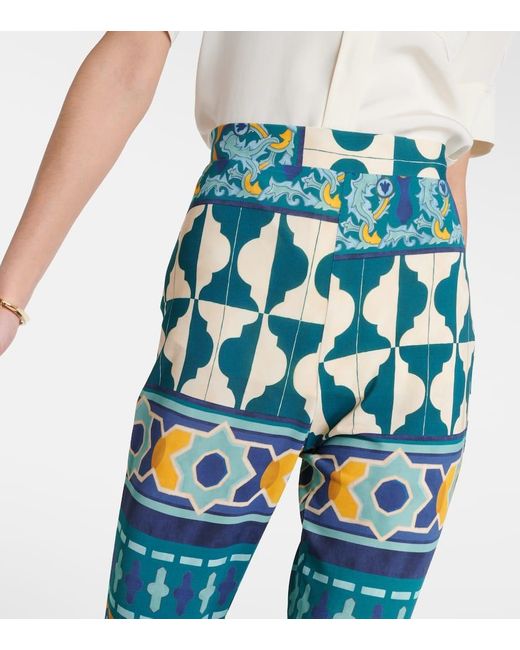 LaDoubleJ Blue Printed High-rise Flared Pants