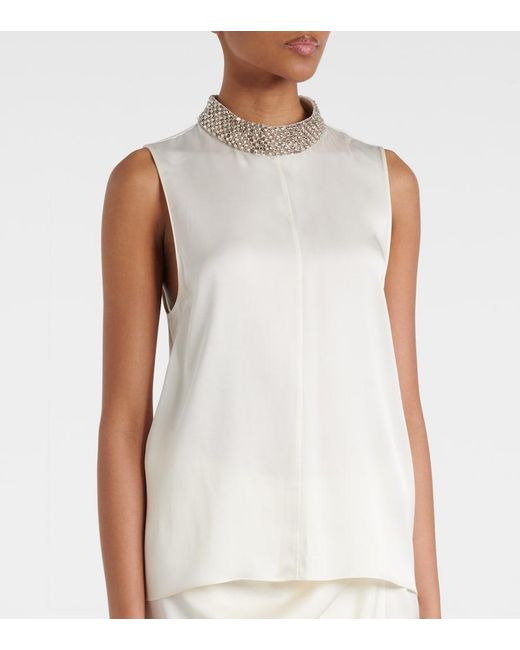 Tom Ford White Embellished Silk Satin Top